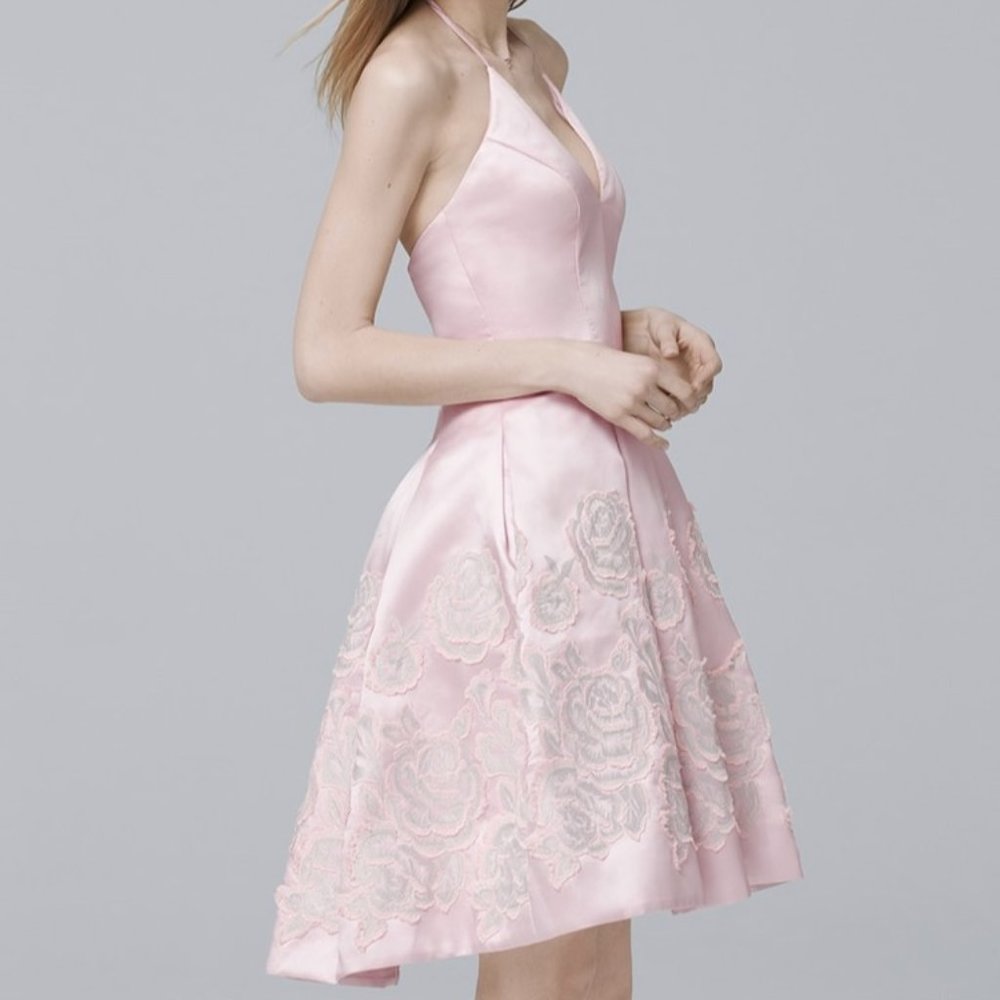 Carmen Marc Valvo Pink Floral Knee-Length Gown - Size 4